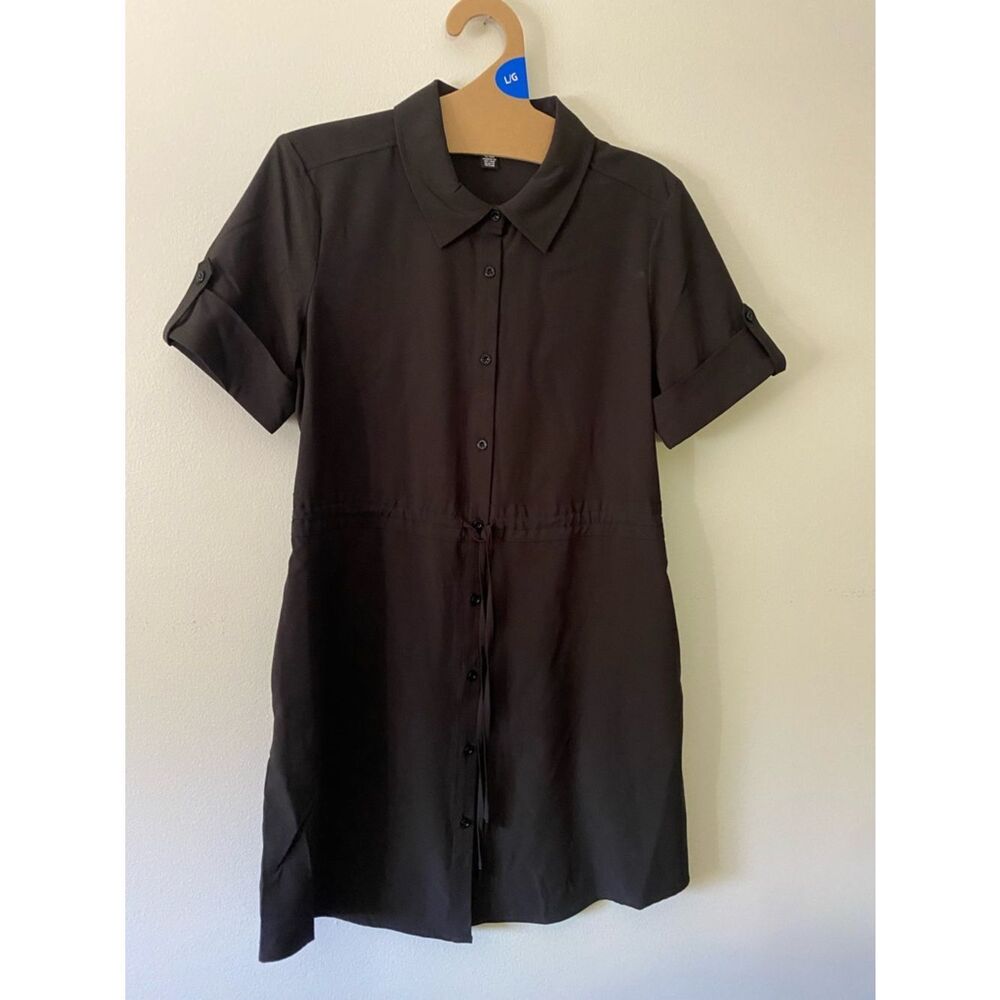 Halston Studio Black Shirt Dress | L | Classic Minimalist - Picture 5 of 8